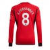 Billige Manchester United Bruno Fernandes #8 Hjemmebane Fodboldtrøjer 2023-24 Langærmet